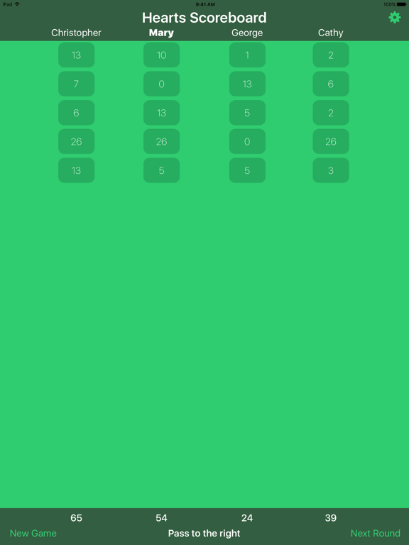 ภาพหน้าจอของ Hearts Scoreboard - Keep Track of your Hearts Scores! iPad
