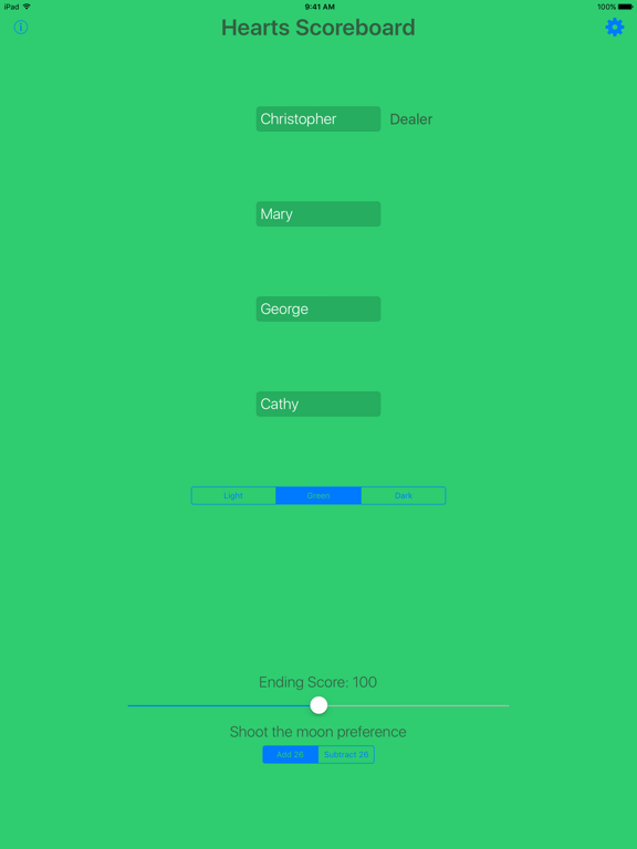 ภาพหน้าจอของ Hearts Scoreboard - Keep Track of your Hearts Scores! iPad