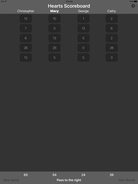 ภาพหน้าจอของ Hearts Scoreboard - Keep Track of your Hearts Scores! iPad