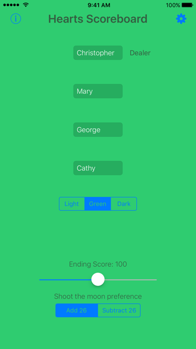 ภาพหน้าจอของ Hearts Scoreboard - Keep Track of your Hearts Scores!