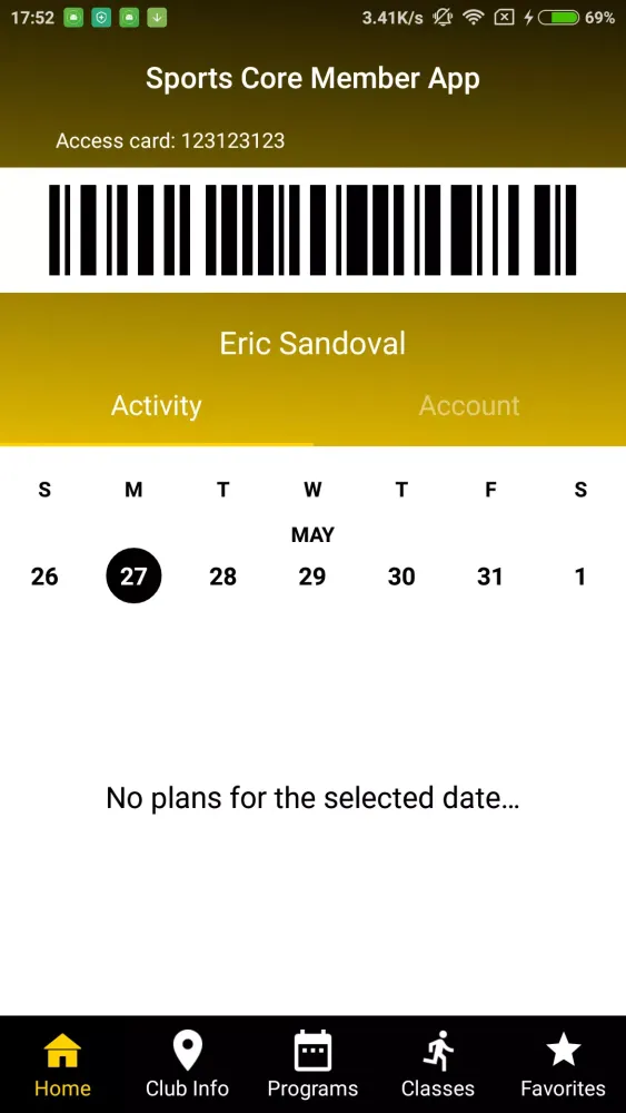 Sports Core Member App Screenshots