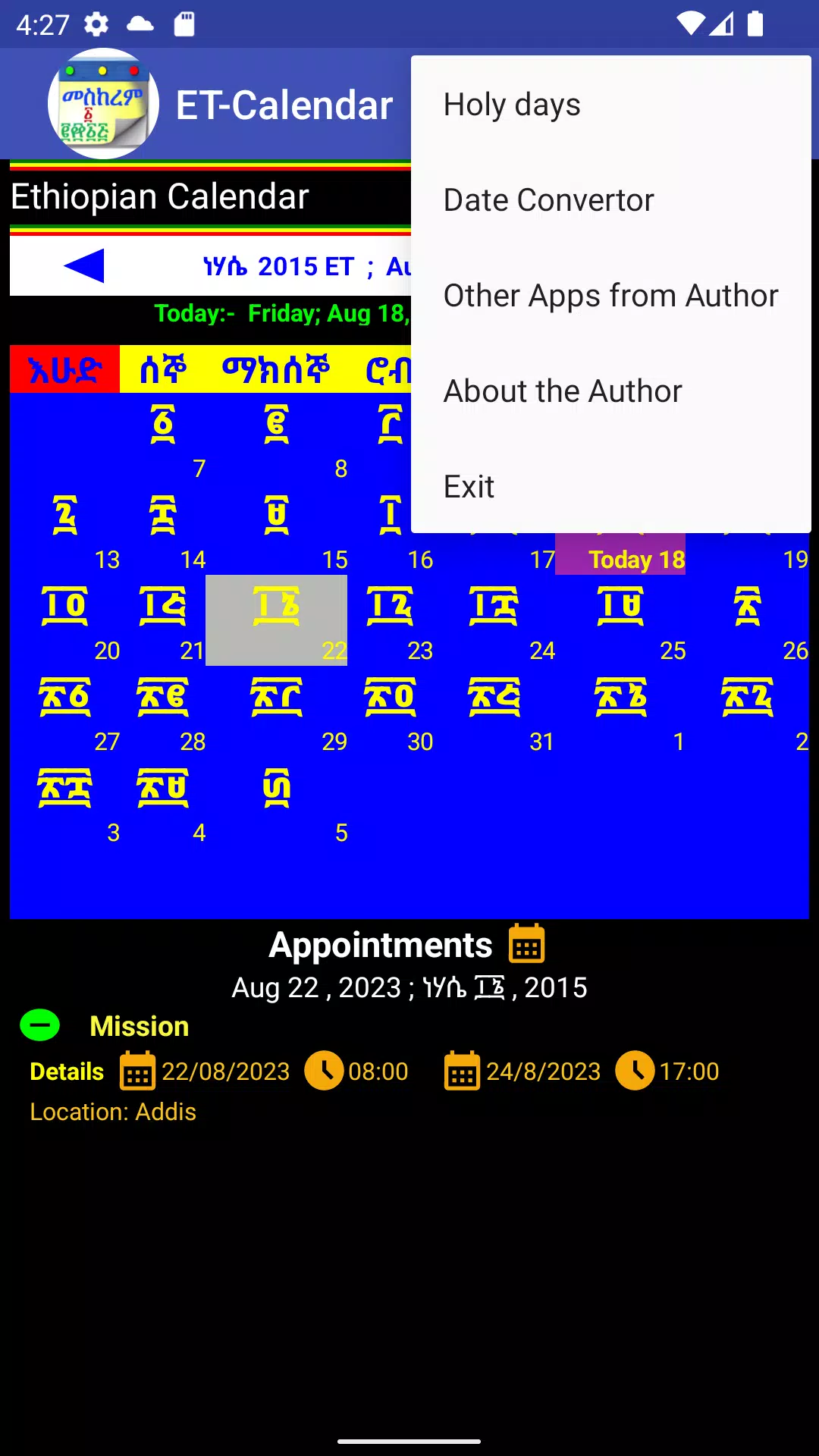 Ethiopian Calendar应用截图