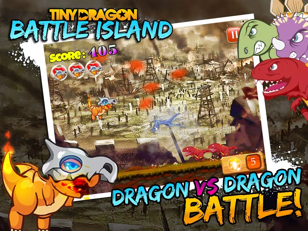 Tangkapan layar Tiny Dragon Battle Islands: Heroes vs Monsters, Evolution of a Hero in a Major Action Mayhem unleashed on the Devious & Shattered Island iPad 