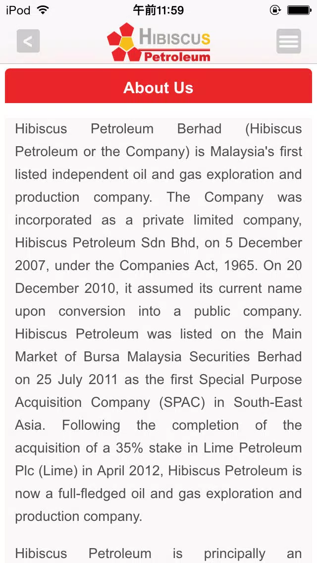 Hibiscus Petroleum Investor Relations Screenshots