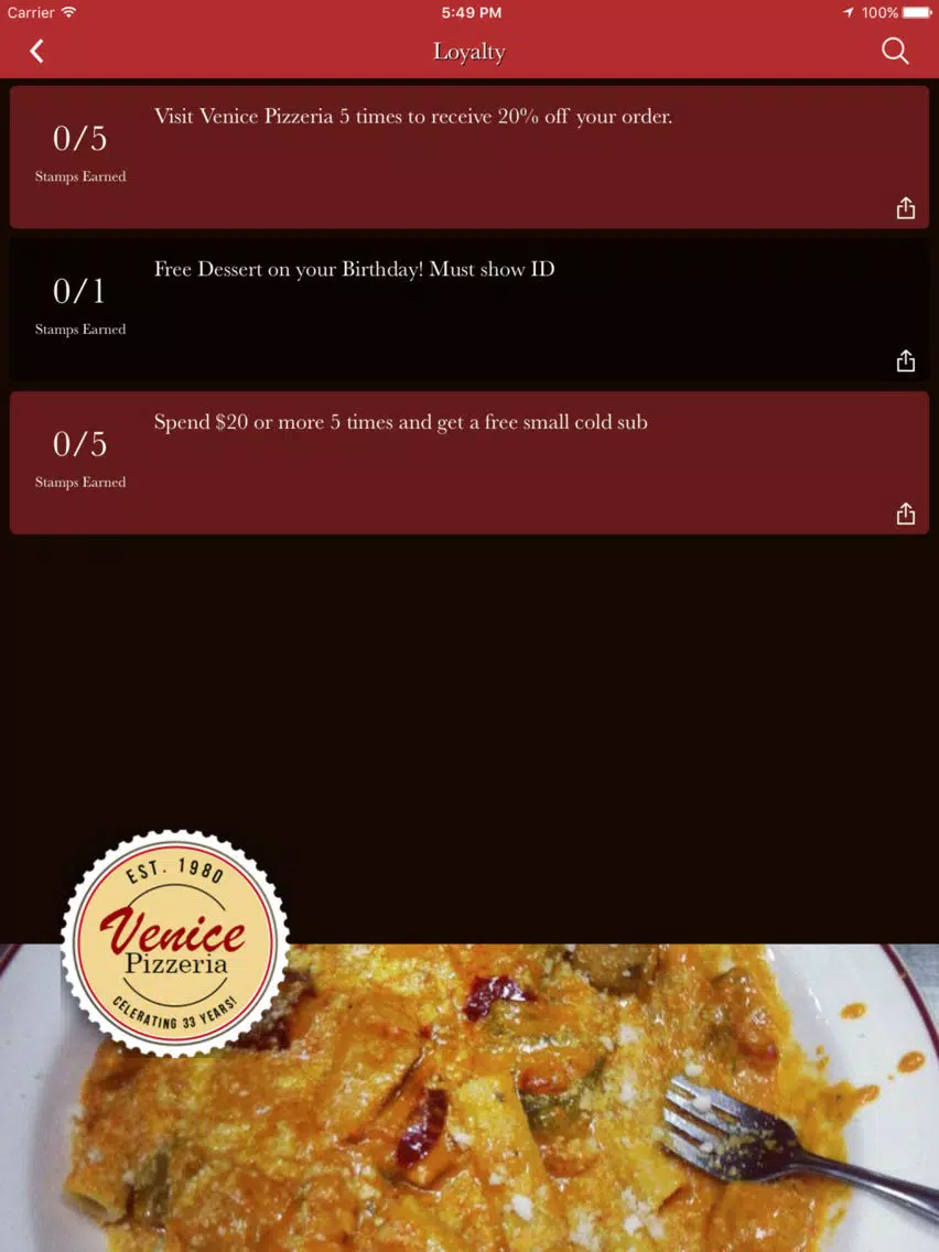 Venice Pizzeria iPad Screenshots