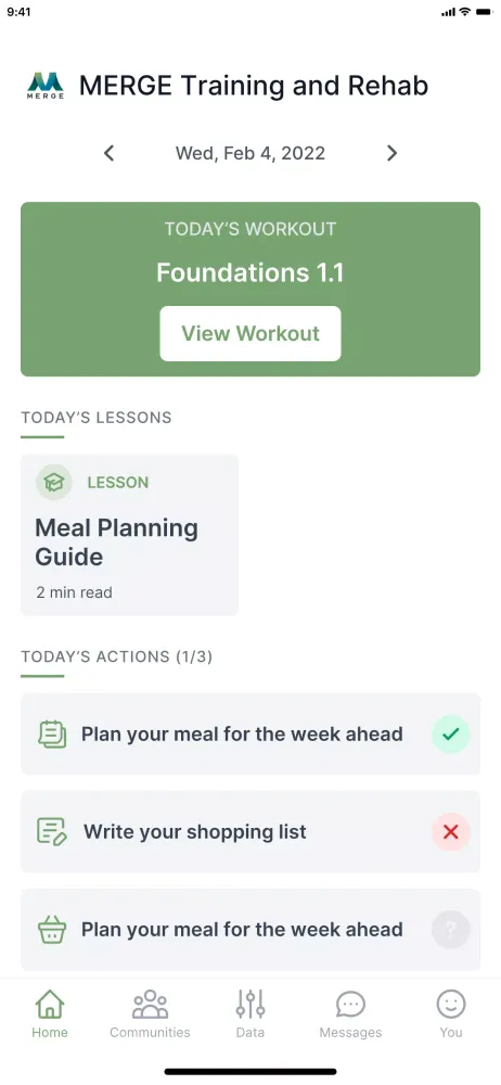 MERGE Training and Rehab Screenshots