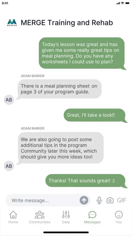 MERGE Training and Rehab Screenshots