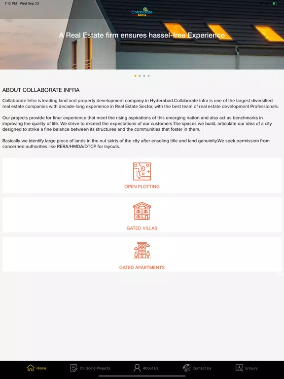 Collaborate Infra iPad Screenshots
