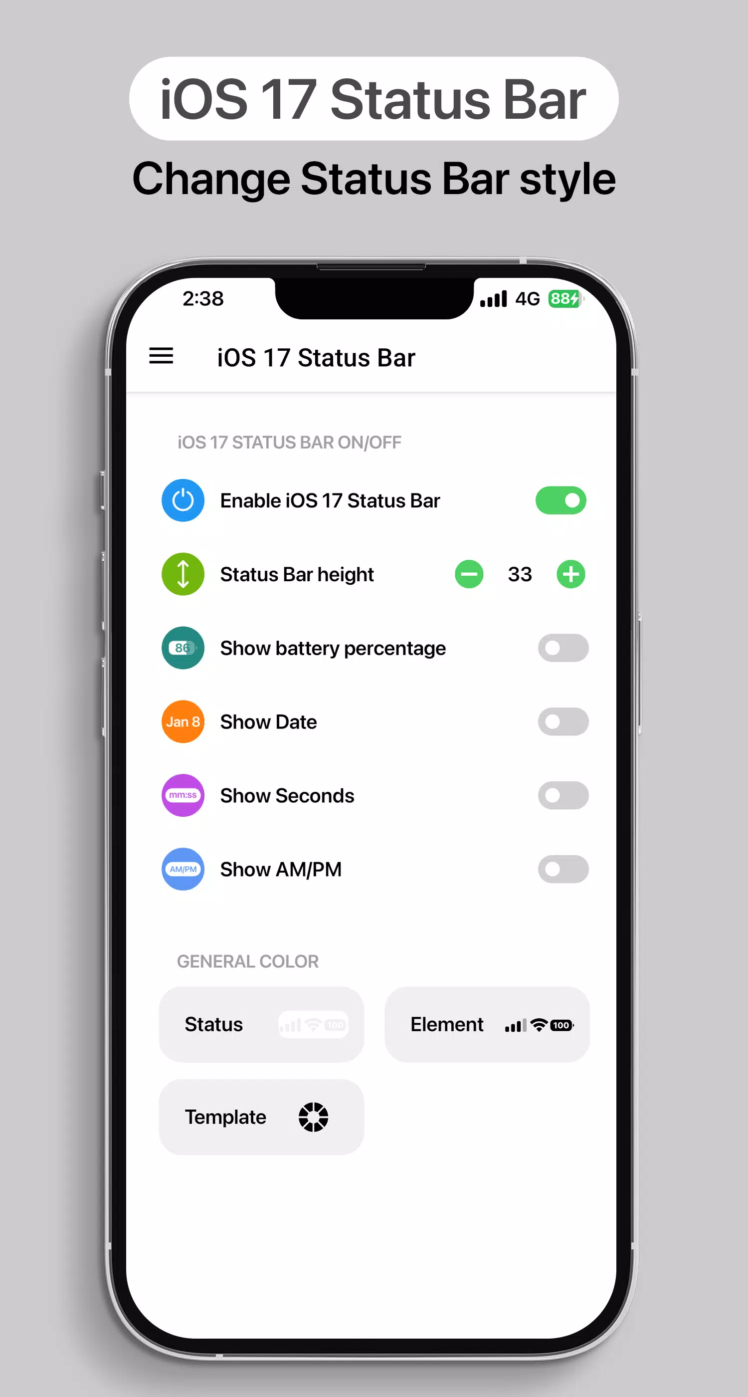 iCenter OS 17: X - Status Bar Screenshots