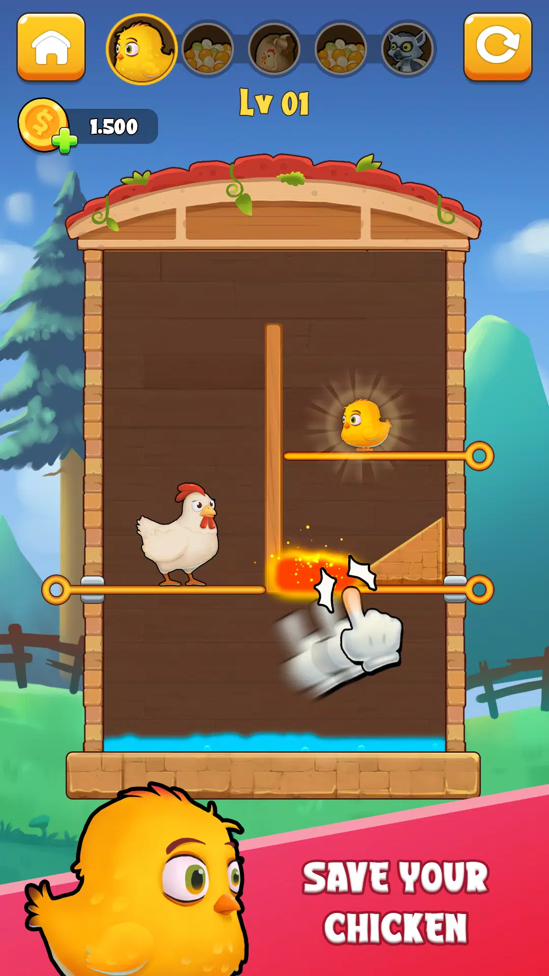 Capturas de tela do Chicken Rescue