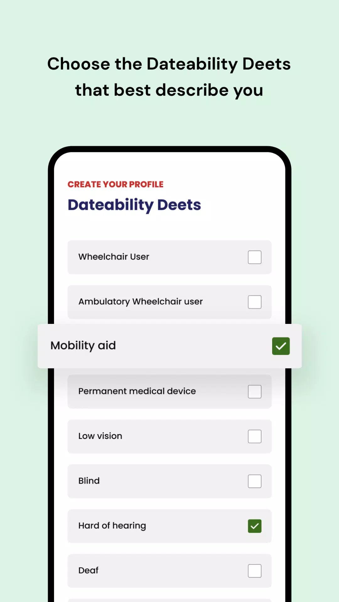 Dateability Screenshots