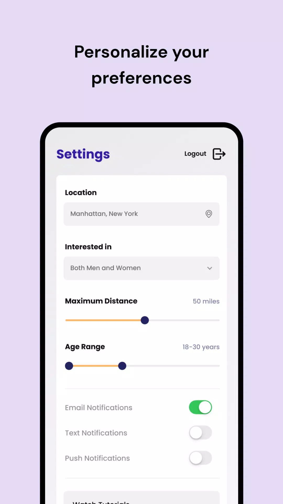 Dateability Screenshots