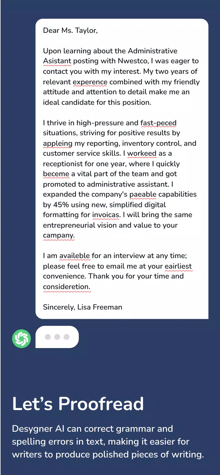 Chat AI. Desygner Screenshots