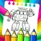 Robot car Police Coloring page