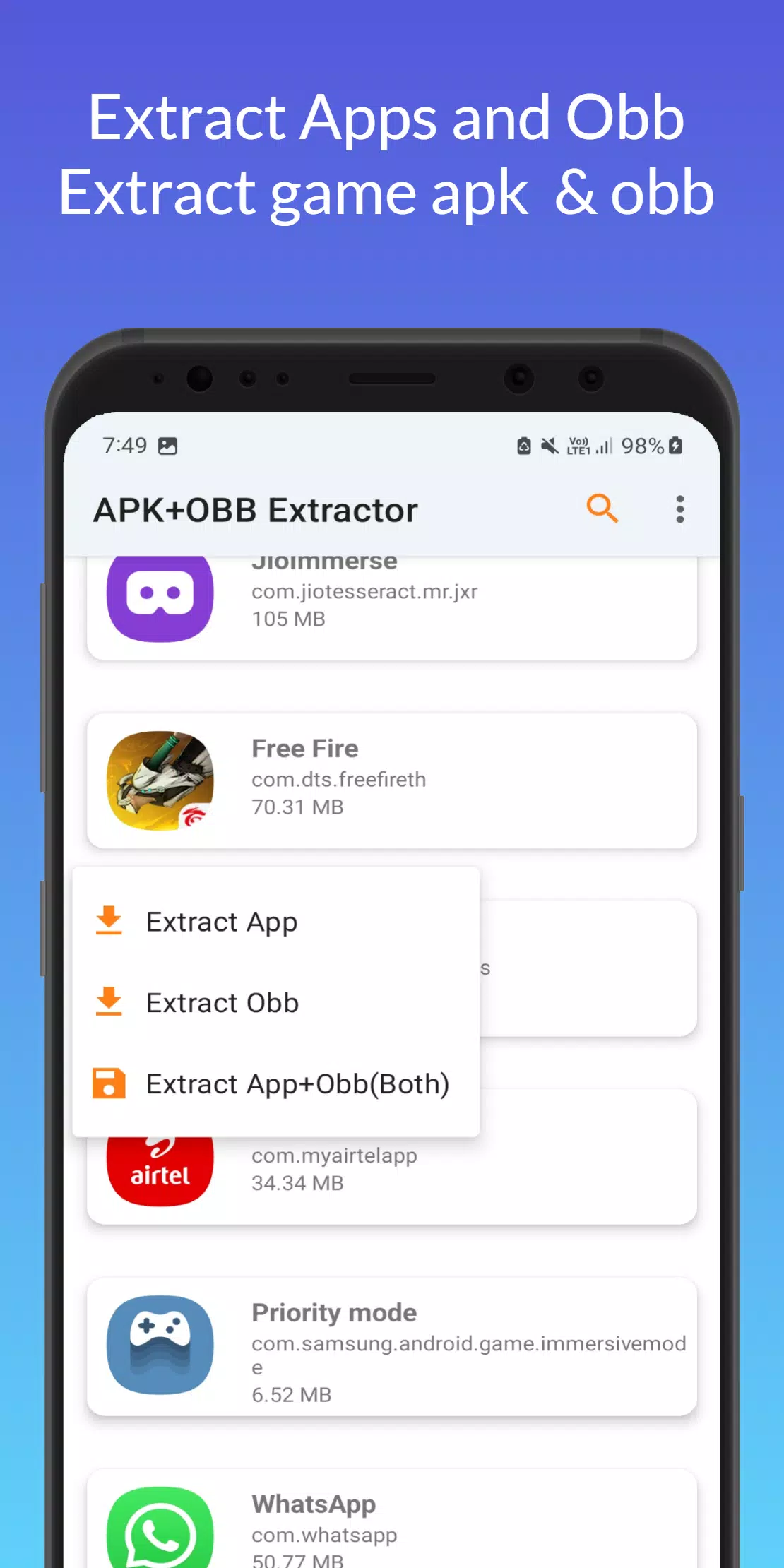 APK+OBB Extractor Screenshots