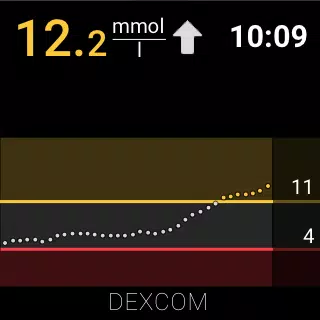 Capturas de tela do Dexcom G6® mmol/L DXCM8