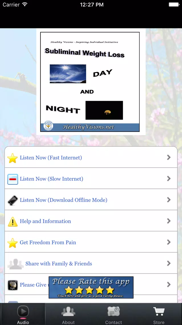 Subliminal Weight Loss Night for iPhone Screenshots