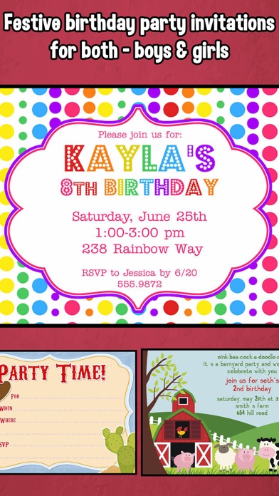 Happy Birthday Invitations For Kids Party Screenshots
