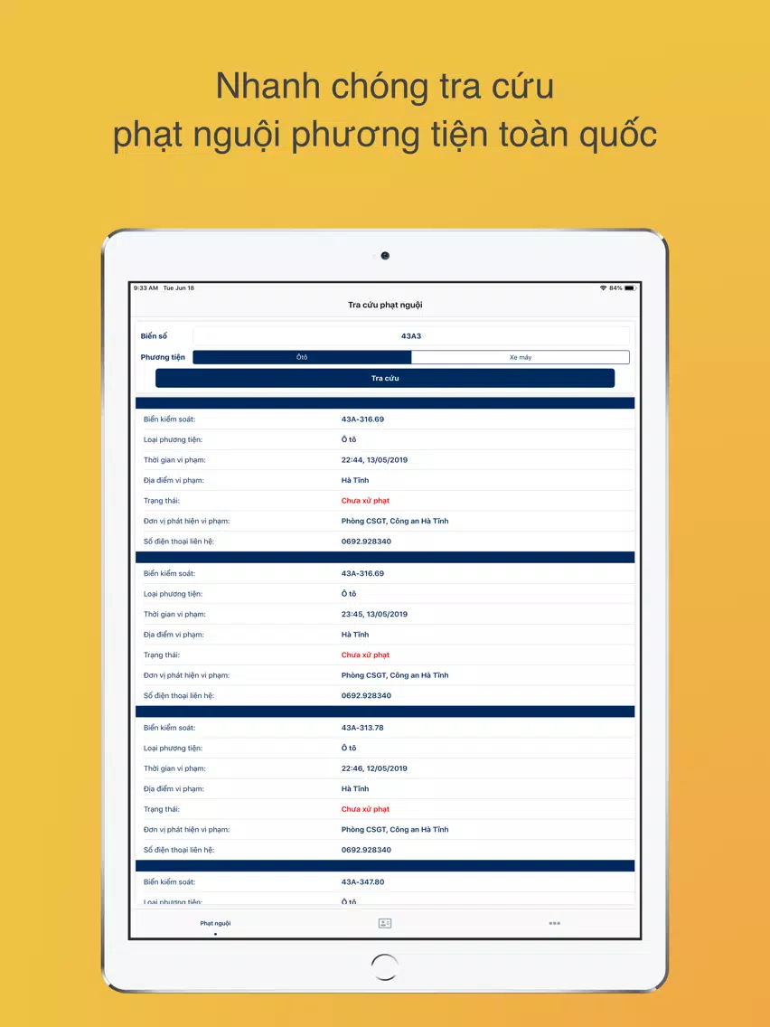 تصاویر Tra cứu Phạt nguội - GPLX iPad