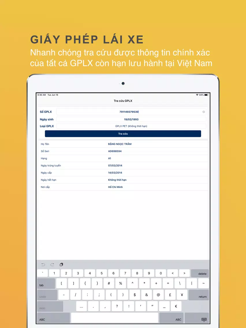 تصاویر Tra cứu Phạt nguội - GPLX iPad