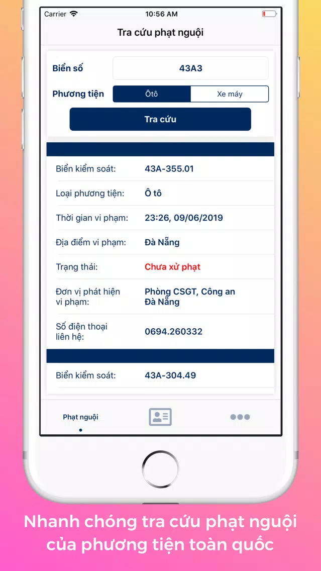 تصاویر Tra cứu Phạt nguội - GPLX