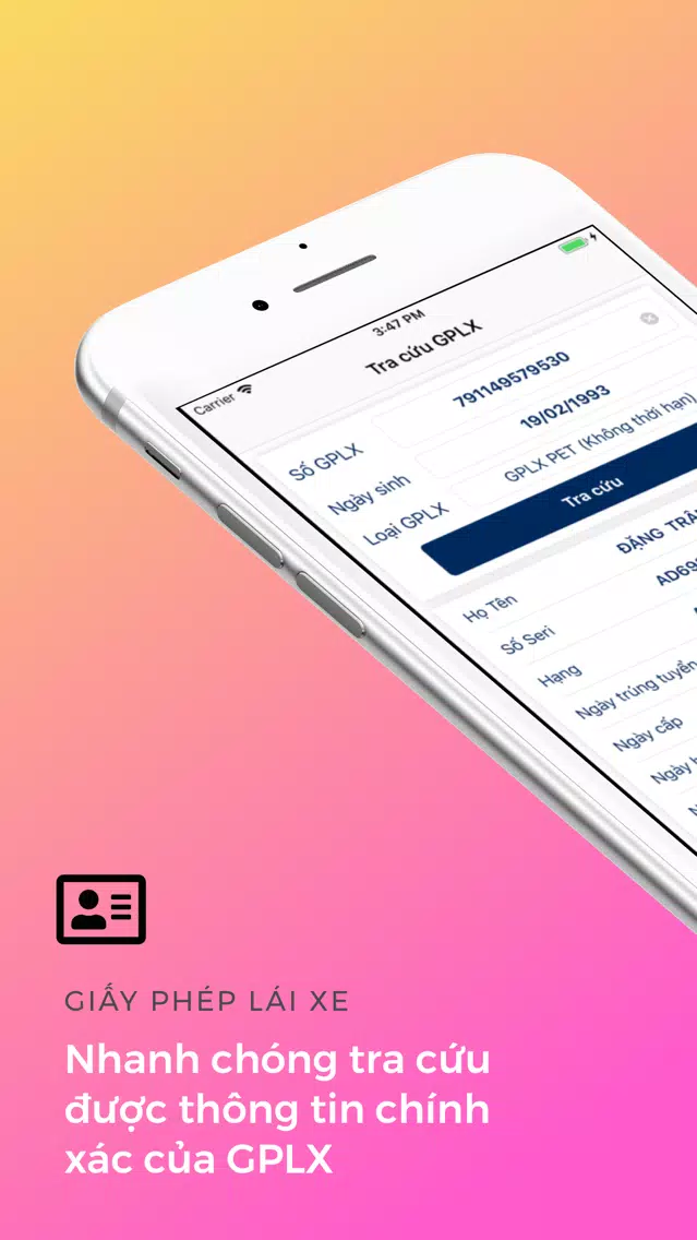 تصاویر Tra cứu Phạt nguội - GPLX