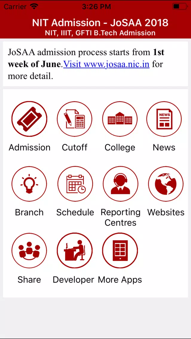 NIT JoSAA Admission-2019 Screenshots
