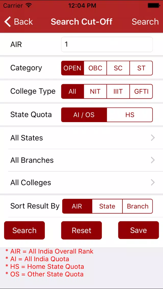NIT JoSAA Admission-2019 Screenshots