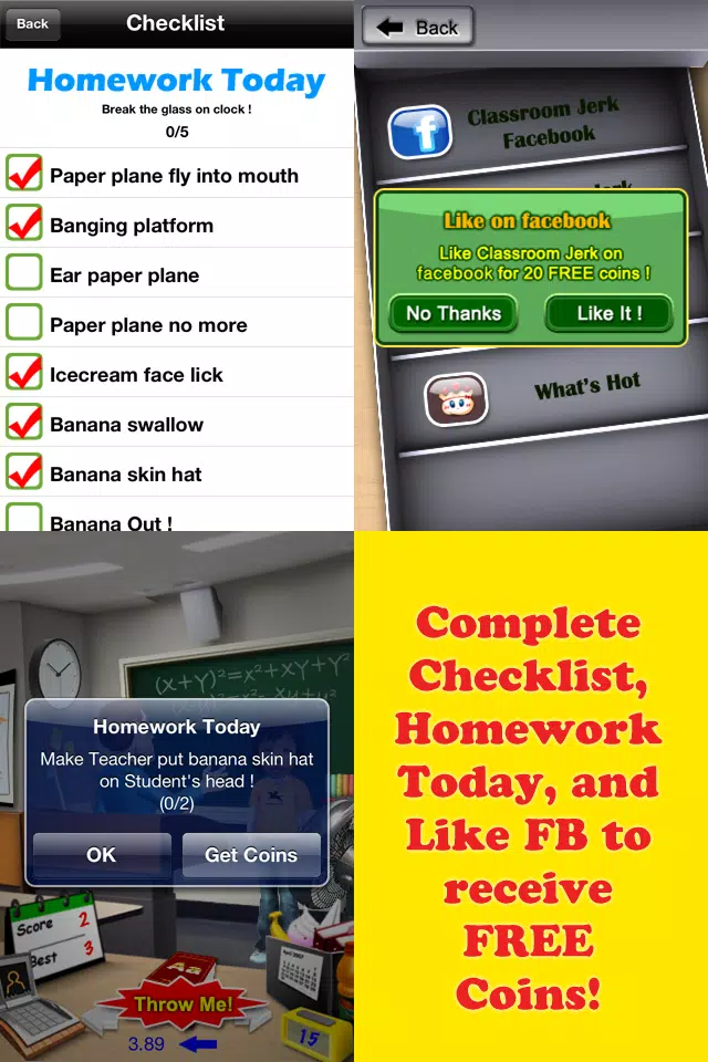 Classroom Jerk - Fun Free Addictive Game to Flick & Kick Mahjong, Fireworks, Pineapple etc. etc. at Teacher to celebrate Chinese New Year应用截图