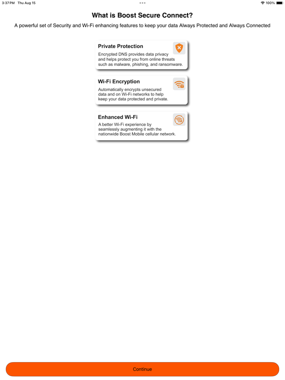 Boost Secure Connect iPad Screenshots