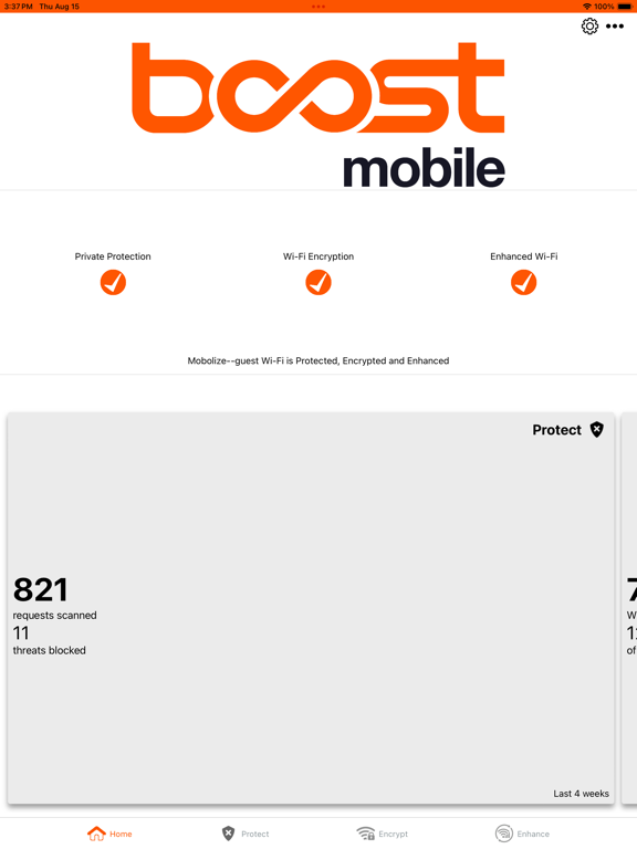 Boost Secure Connect iPad Screenshots