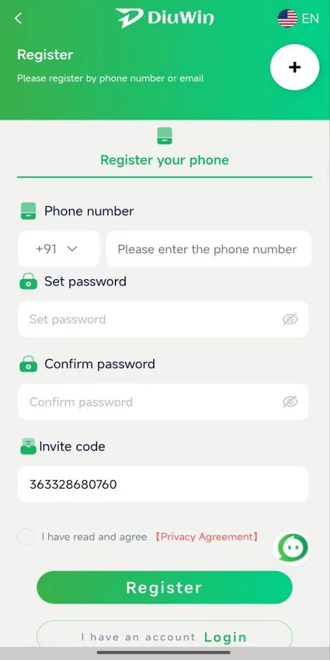 Diuwin Game Login Screenshots