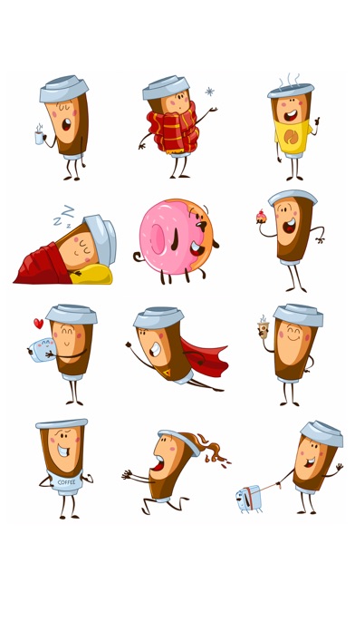 Tangkapan skrin Hi Coffee! iMessage stickers for coffee lovers