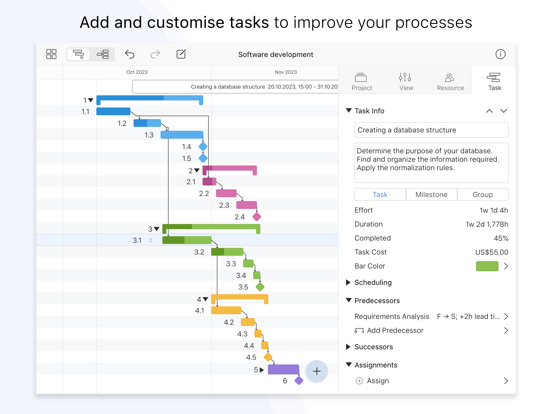 Project Office X: Gantt chart iPad Screenshots