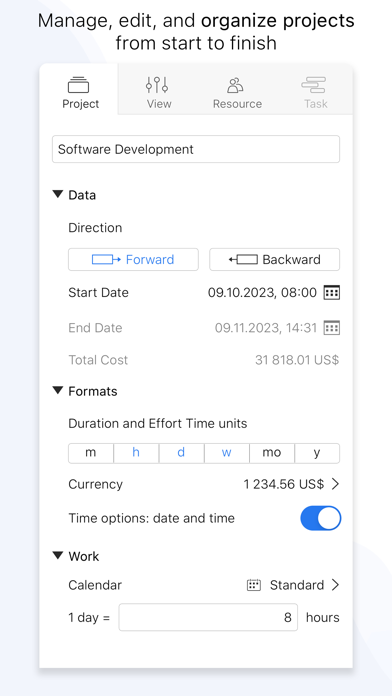 Project Office X: Gantt chart Screenshots