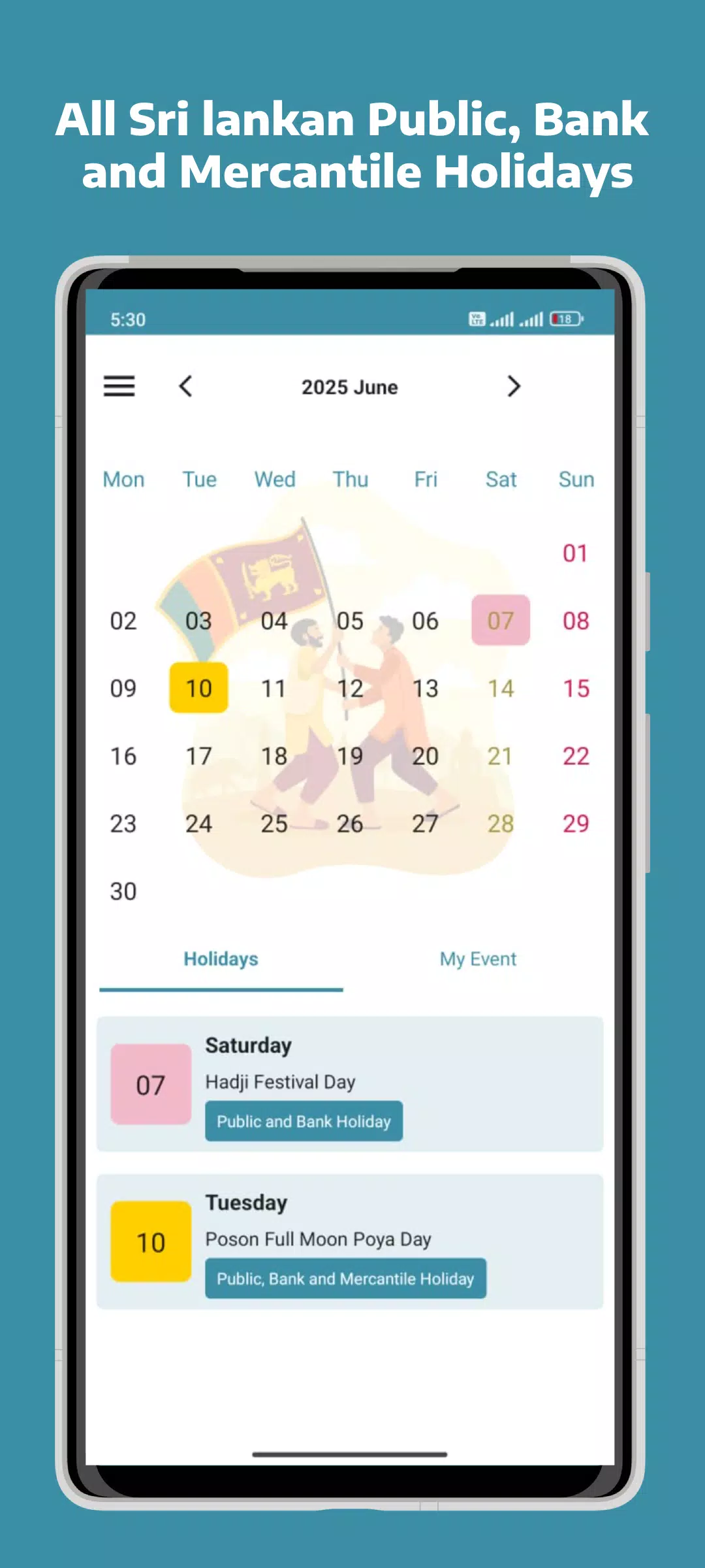 Calendar Sri Lanka - 2025 Screenshots