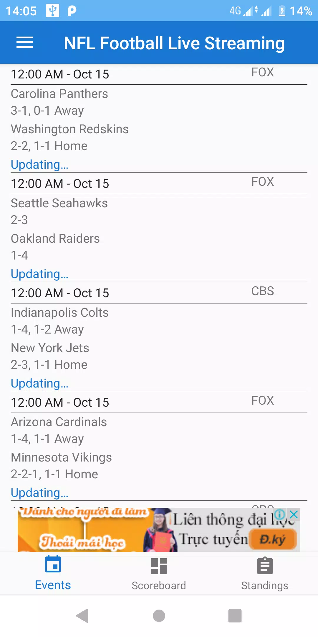 NFL Football Live Streaming Screenshots