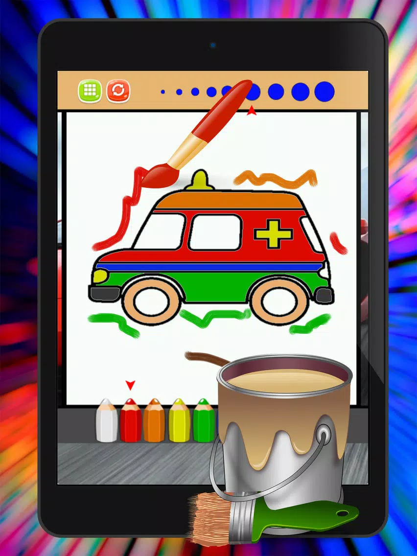 Capturas de pantalla de Kids Vehicle Coloring Book Drawing Painting Game iPad 