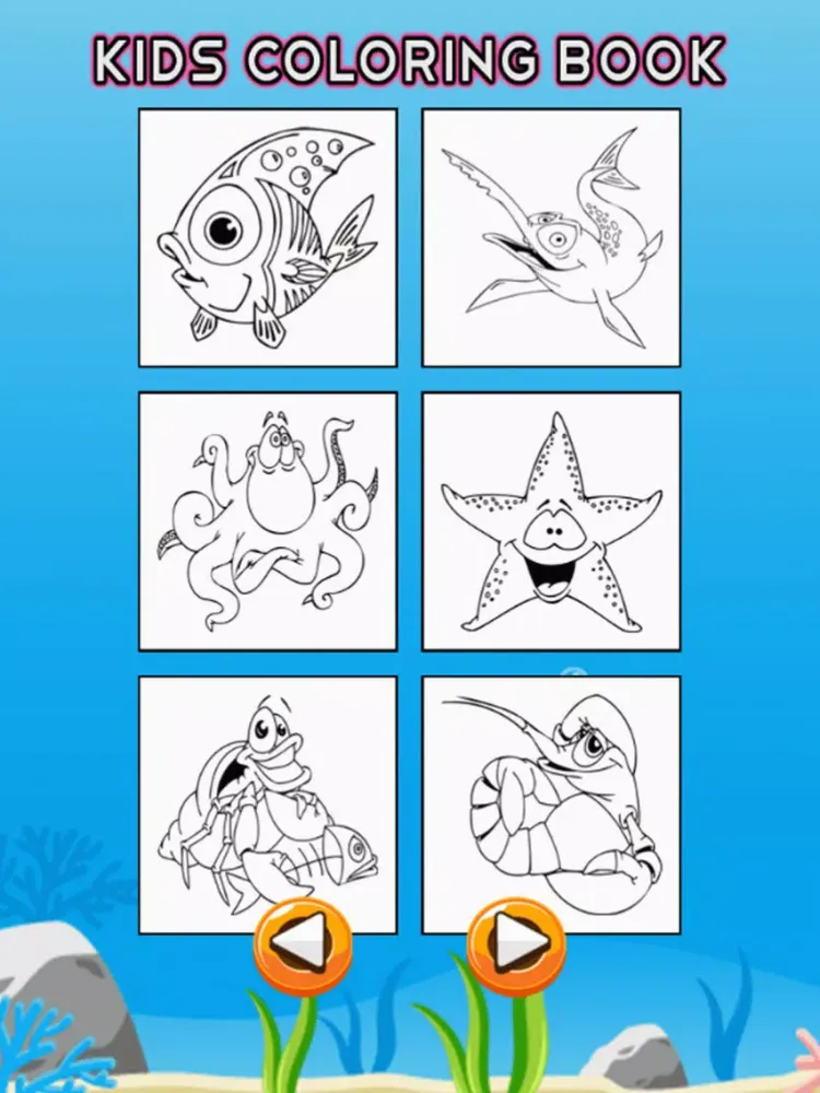 Sea Animals Coloring Book - Underwater Drawing Pages and Painting Learning skill Games For Kid & Toddler iPad  Screenshots