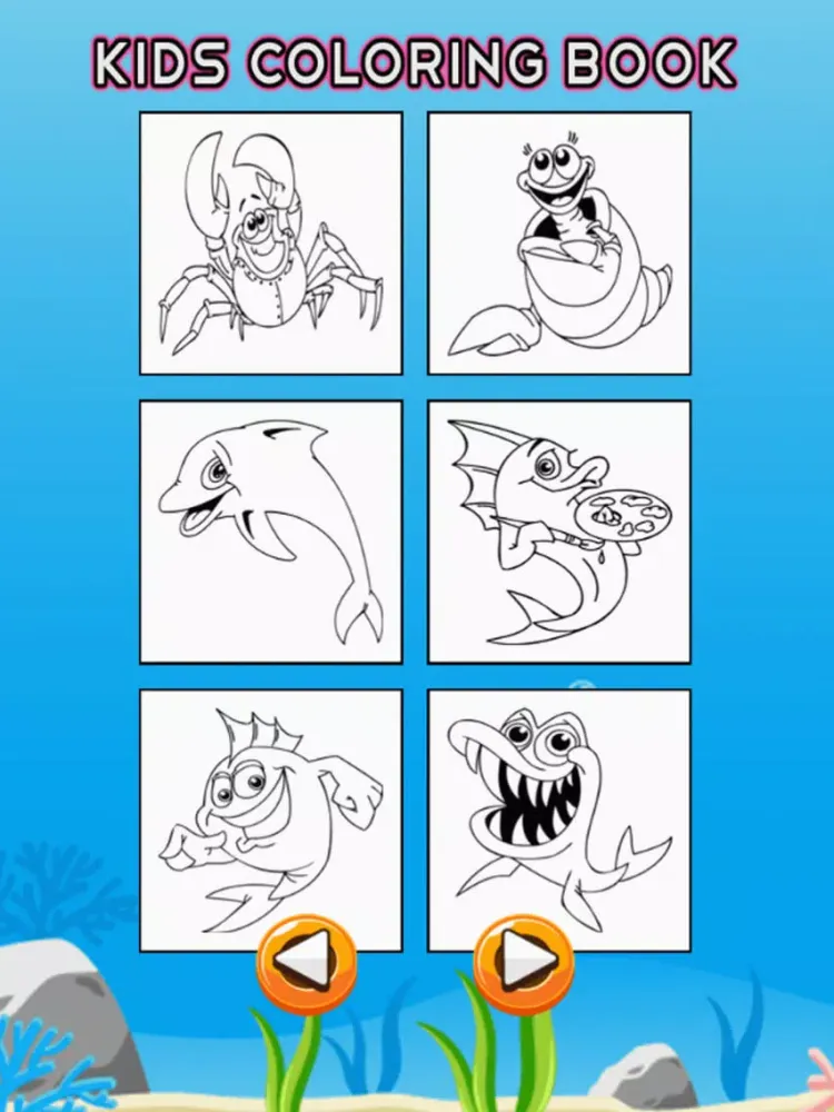 Sea Animals Coloring Book - Underwater Drawing Pages and Painting Learning skill Games For Kid & Toddler iPad  Screenshots