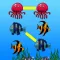 Draw line to twinned marine animals cartoon