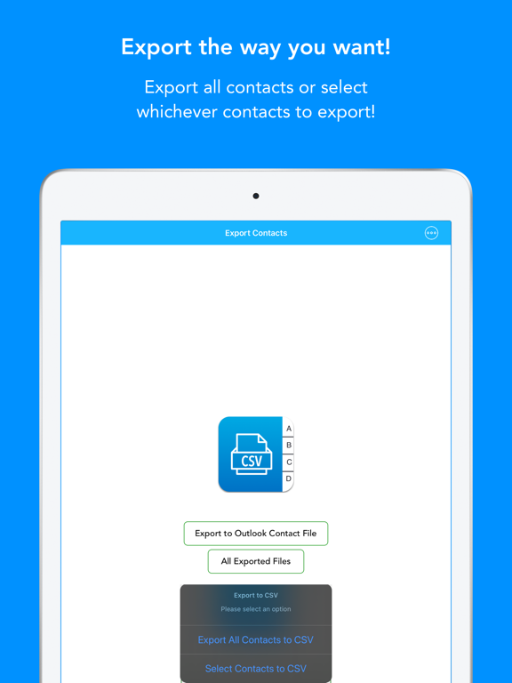 Contacts to Outlook CSV file iPad Screenshots