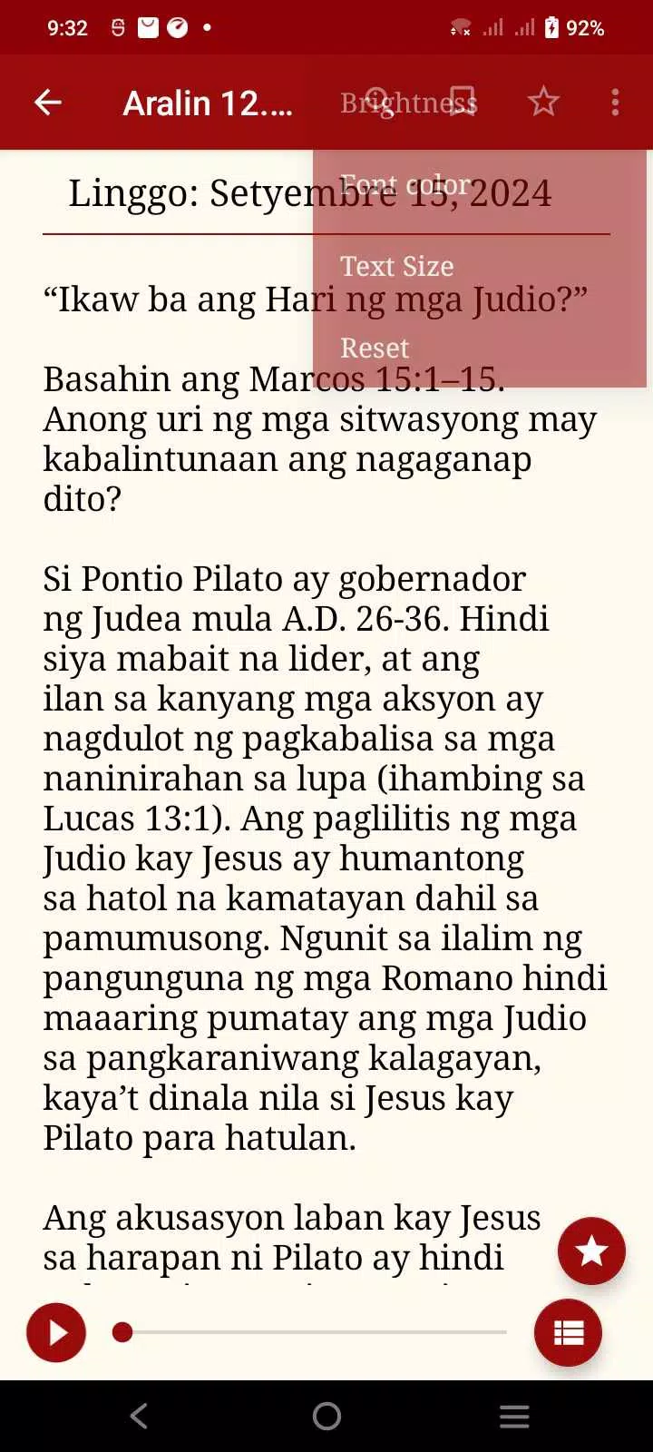 Tagalog: Sabbath School Lesson Screenshots