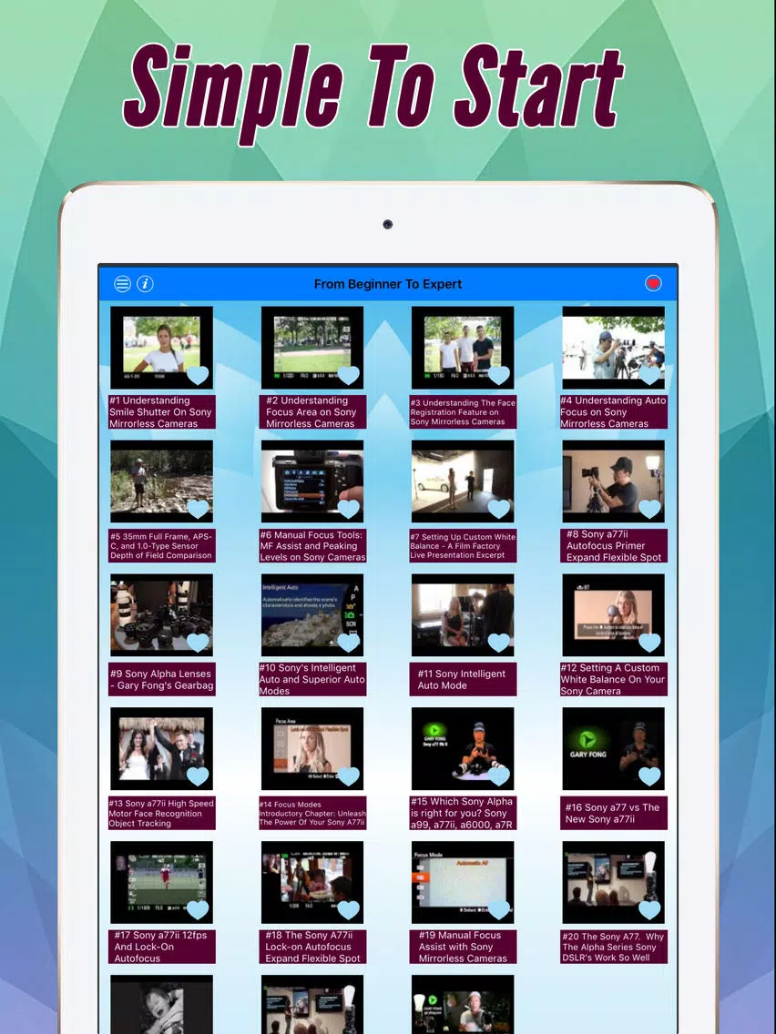 Videos Training For Sony A77 iPad Screenshots