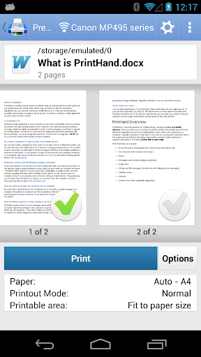 PrintHand Mobile Print Screenshots