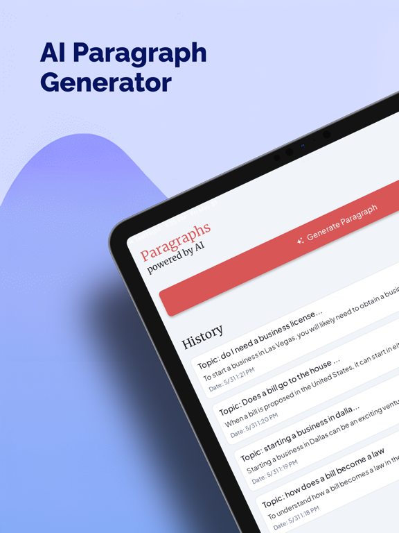 AI Paragraph Writer iPad Screenshots