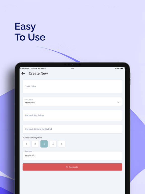 AI Paragraph Writer iPad Screenshots