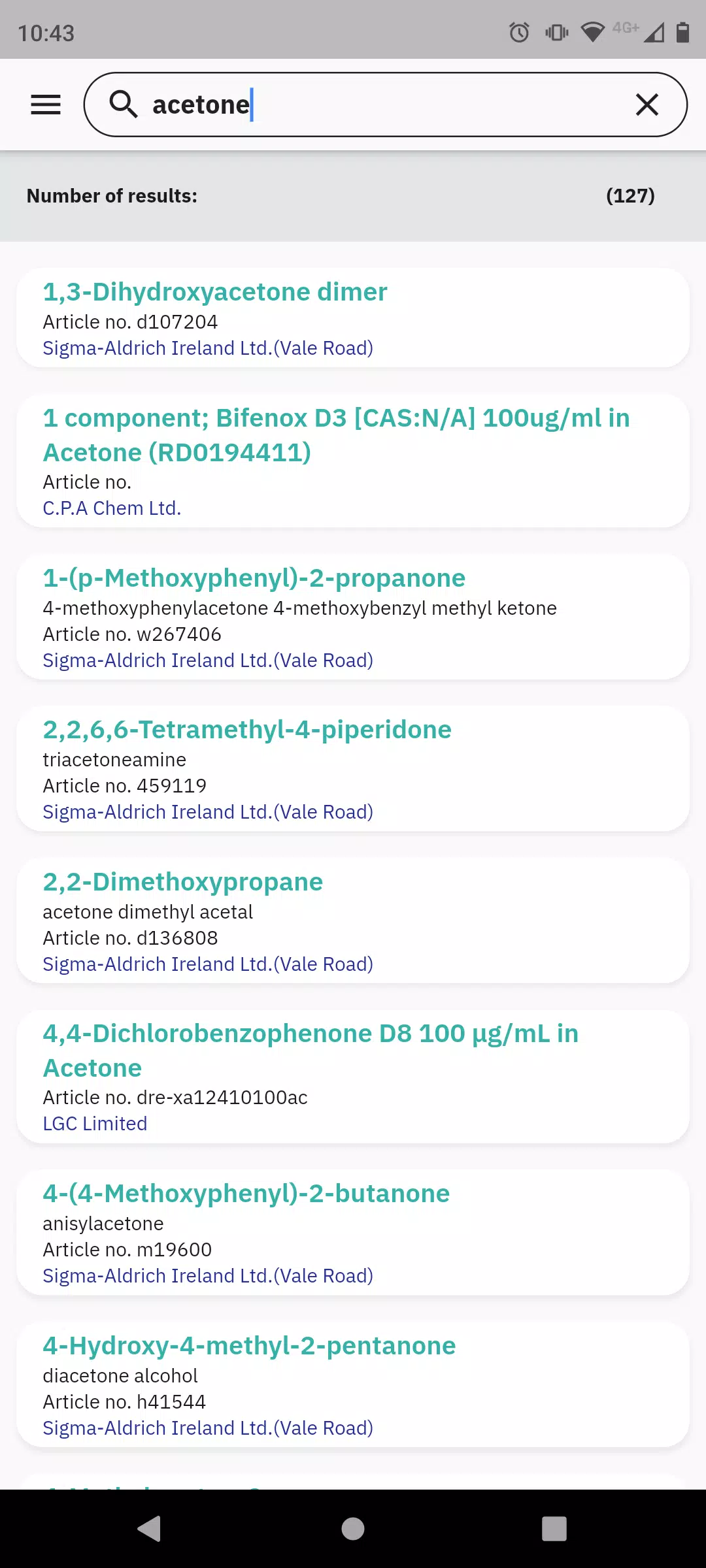 Old Chemical Manager Screenshots