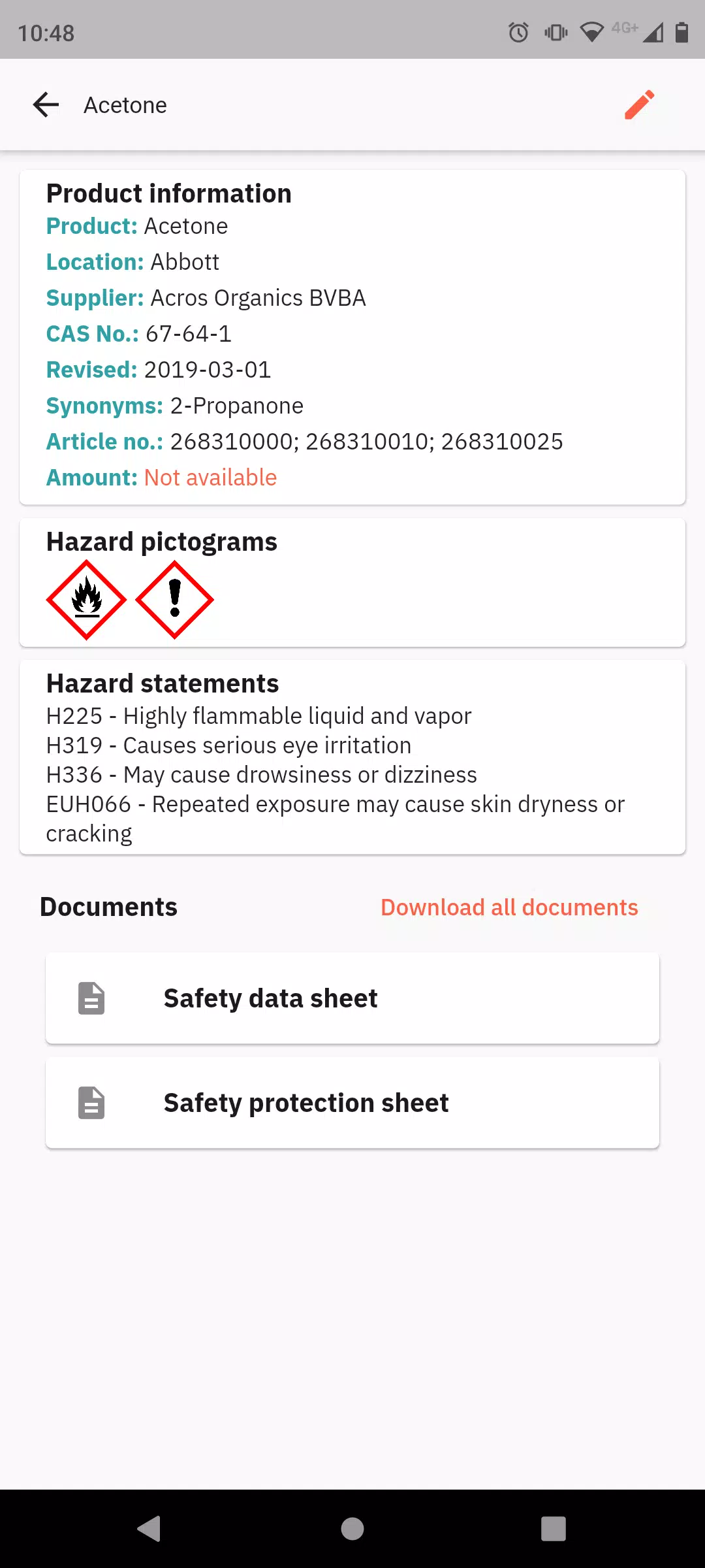 Old Chemical Manager Screenshots