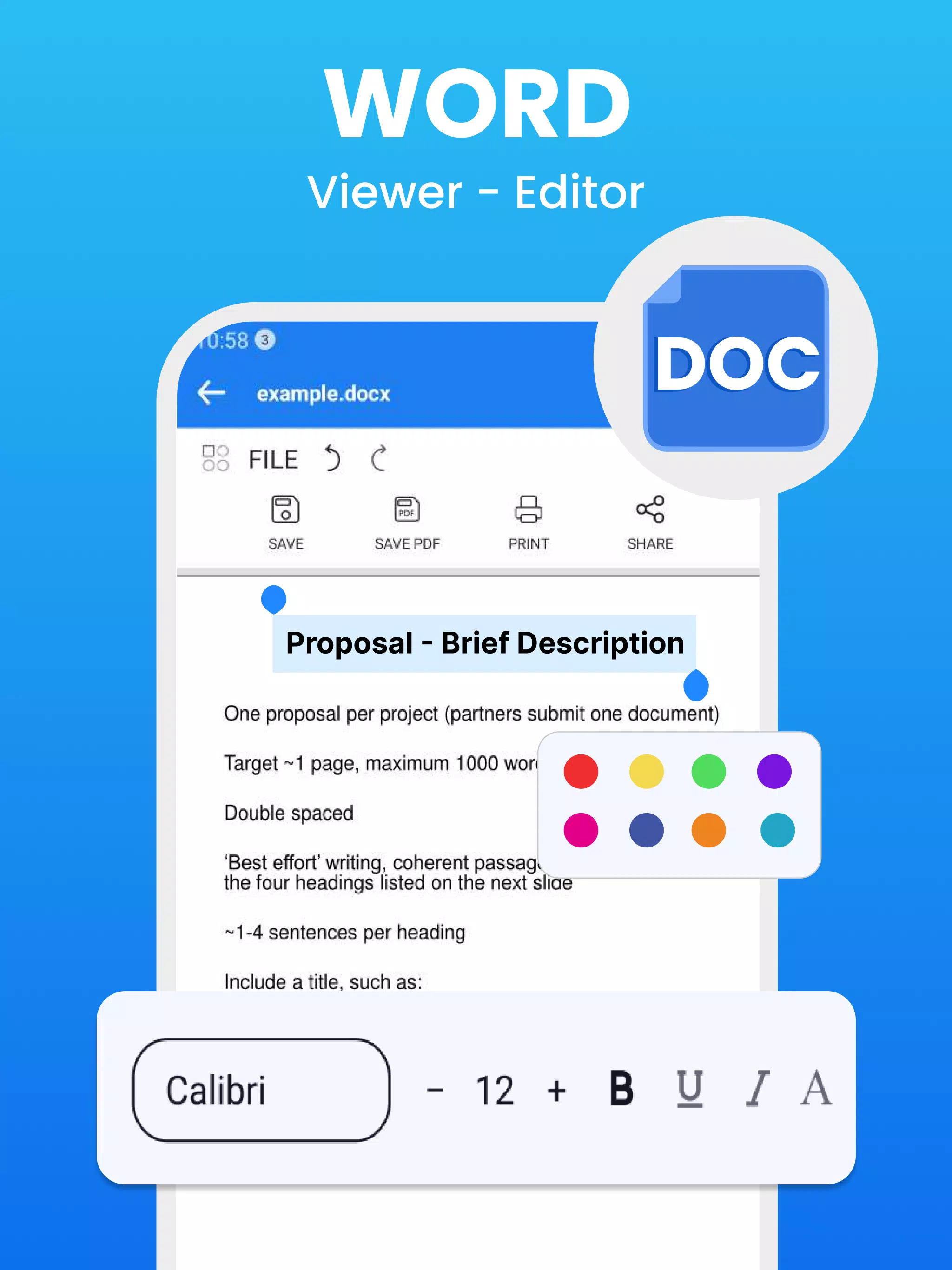 Edit Word, XLSX - PDF Reader Screenshots